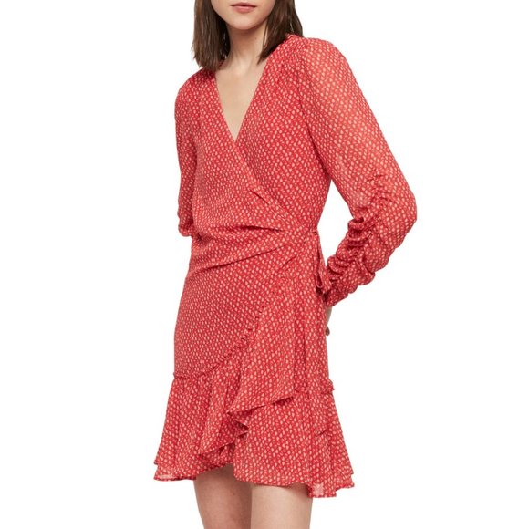ALLSAINTS Flores Hearts Ruffle Wrap Mini Dress S - Picture 11 of 11